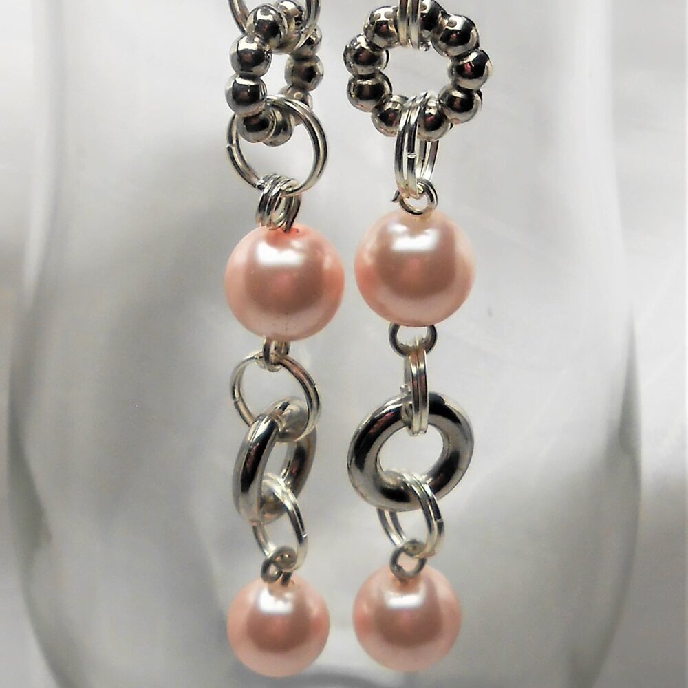 No927 Handmade earrings with acrylic beads and antique silver rings